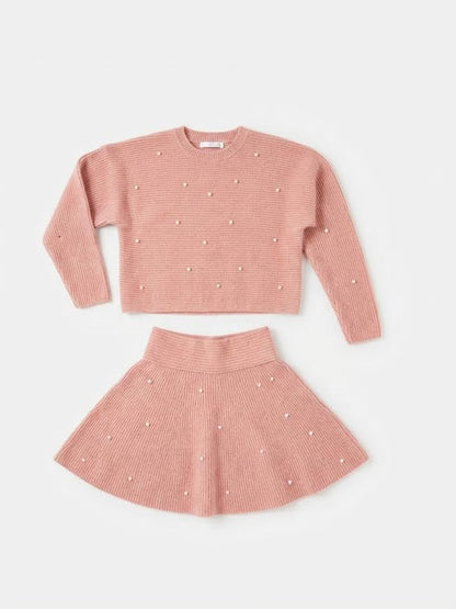 Mayoral - Blush Pink Pearl Sweater & Skirt