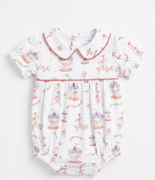 Angel Dear - Carousel with Bows - Classic Puff Sleeve Babydoll Bubble