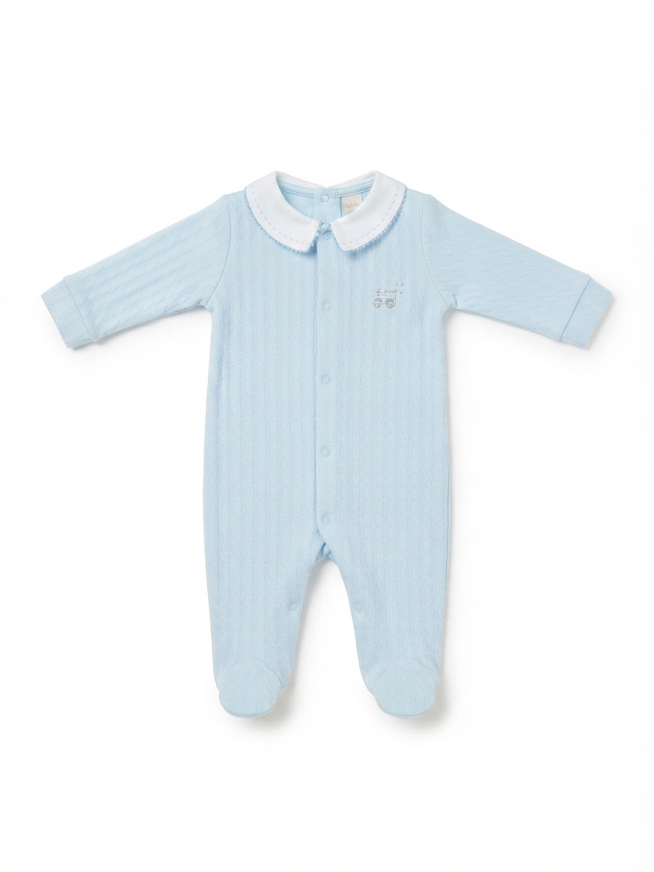 Baby Club Chic - Little Train Pima Footie With Embraided Collar