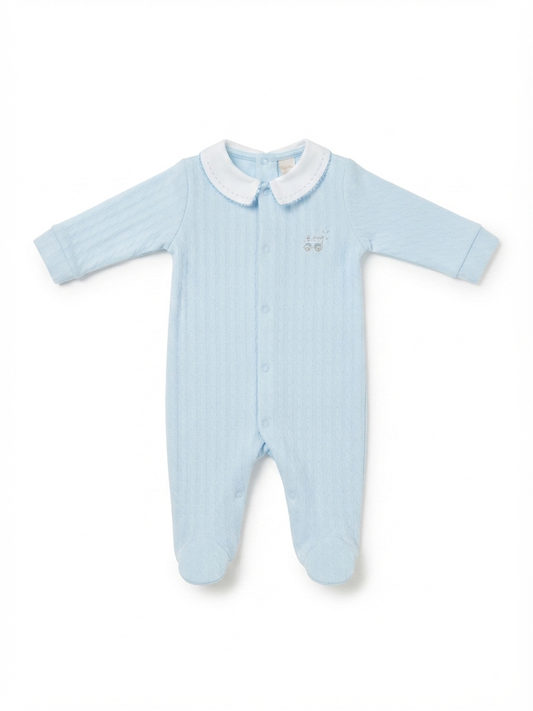 Baby Club Chic - Little Train Pima Footie With Embraided Collar