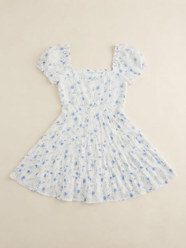 Flowers By Zoe - Blue And White Eyelet Dress