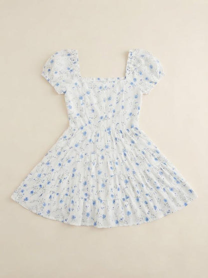Flowers By Zoe - Blue And White Eyelet Dress