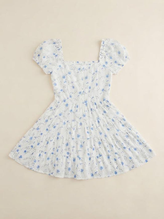 Flowers By Zoe - Blue And White Eyelet Dress