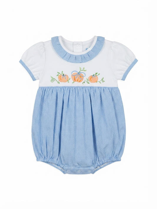 Lulu Bebe - Blue/White Gingham Pumpkin Bubble