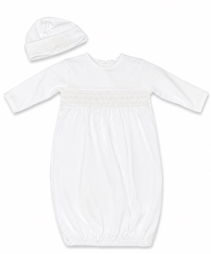 Baby Loren - White Hand Smocked Gown & Hat