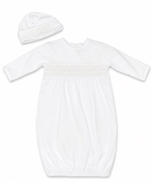 Baby Loren - White Hand Smocked Gown & Hat