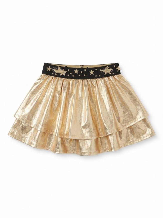 Little Olin - Gold Gathered Mini Skort