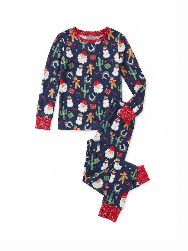 RuffleButts - Giddy Up Santa Long Sleeve Pajama Set