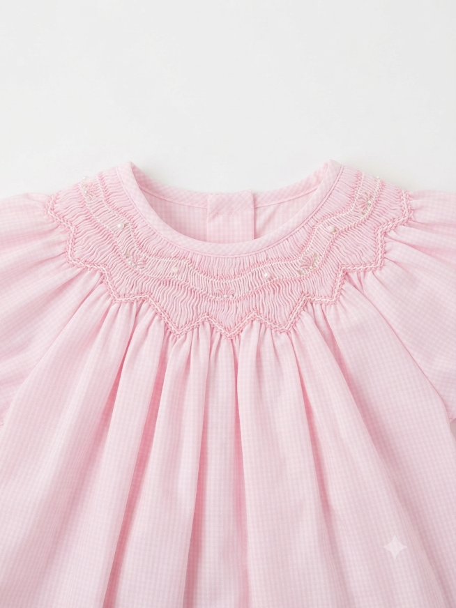 Petit Ami - Gingham Pink Smocked Daydress With Bloomers