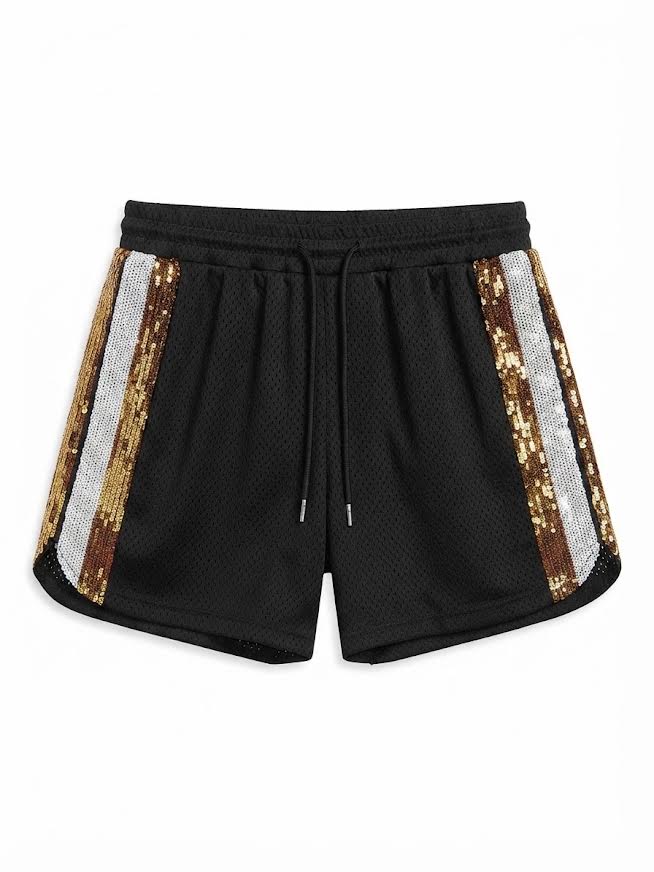 Belle Cher - Black And Gold Sequin Shorts