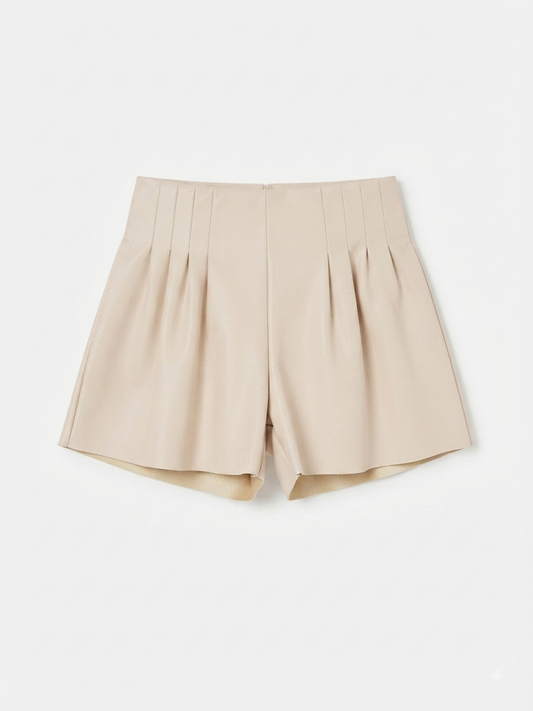 Mayoral - Girl's Cream Faux Leather Shorts