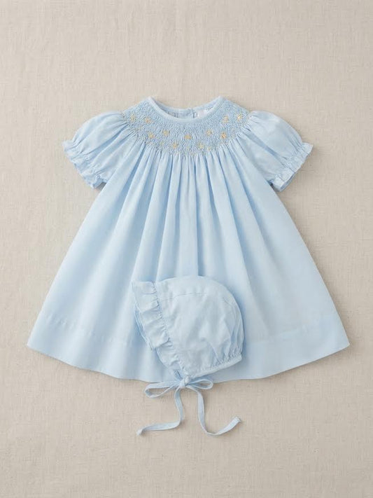 Baby Blessings - Light Blue Iris Dress With Bonnet