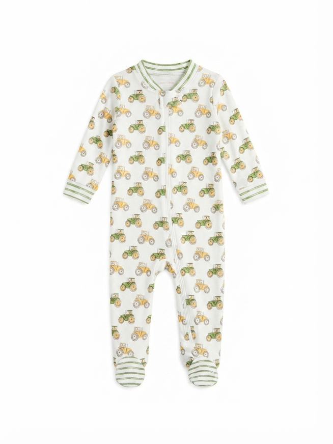 Baby Loren - Tractors Zipper Footie