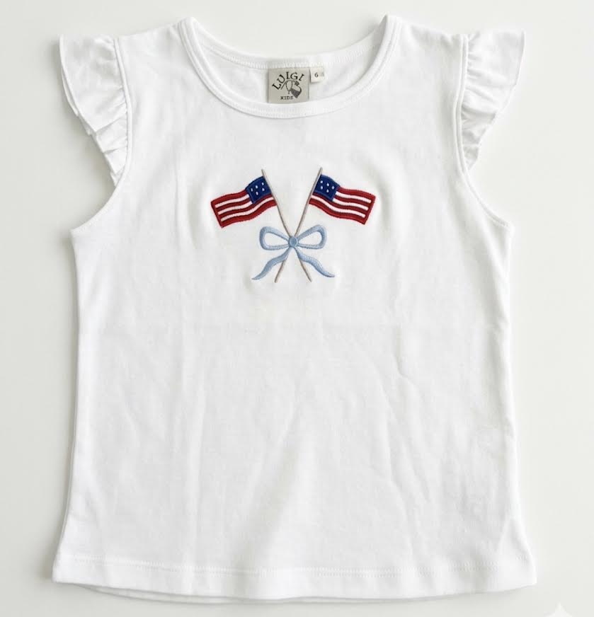 Acvisa - Girl White American Flag Shirt