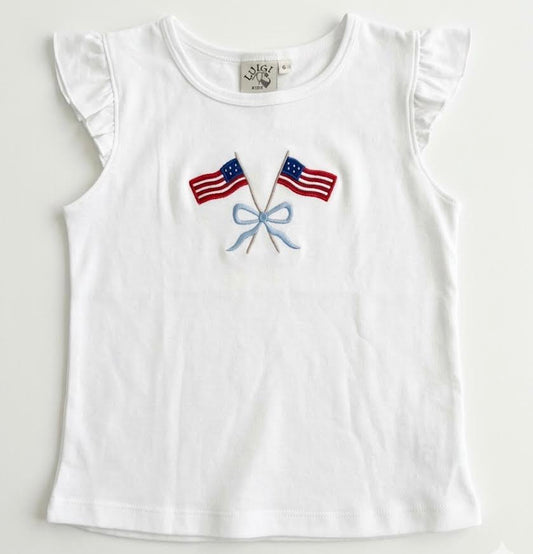 Acvisa - Girl White American Flag Shirt