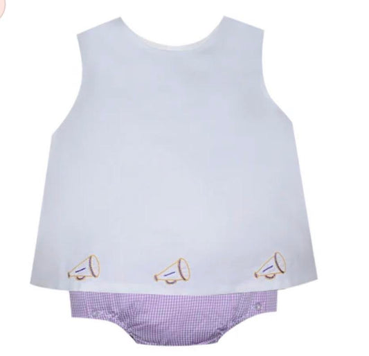 Southern Saturday - Purple and Gold Megaphone Diaper Cover Set