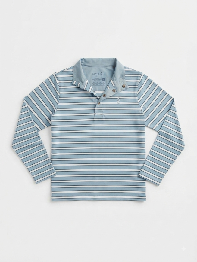 Prodoh - Blue Striped Sporty Snap Pullover