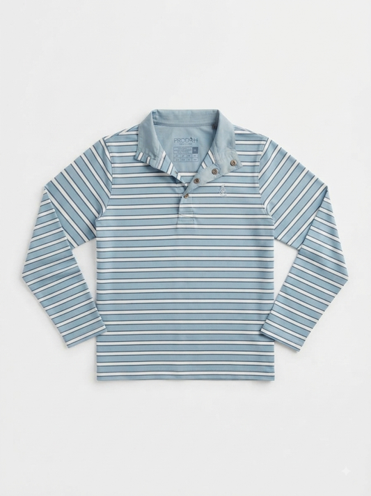 Prodoh - Blue Striped Sporty Snap Pullover