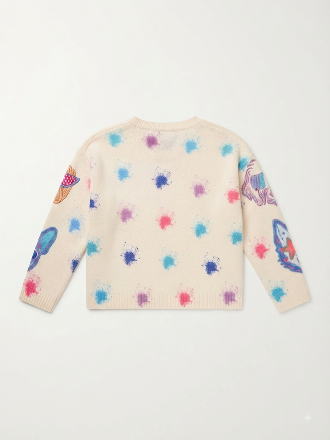 Baby Sara - Girl's Multi Color Dog Print Sweater