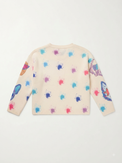 Baby Sara - Girl's Multi Color Dog Print Sweater