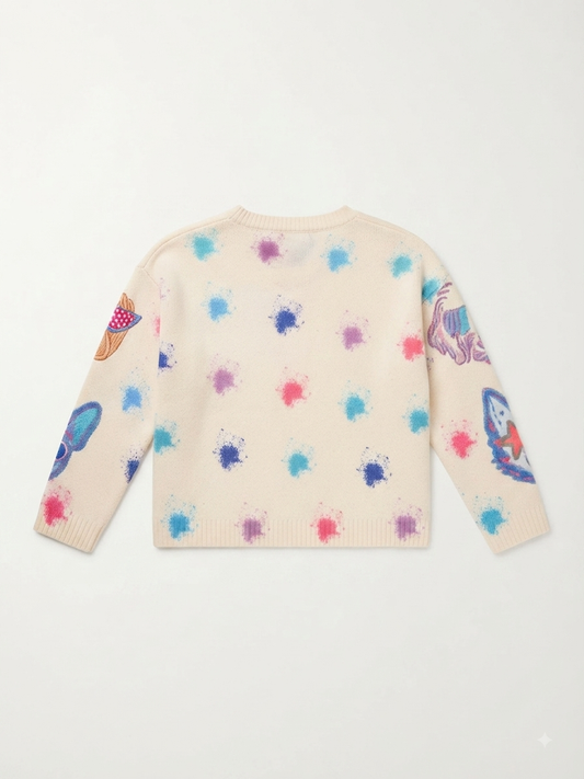 Baby Sara - Girl's Multi Color Dog Print Sweater