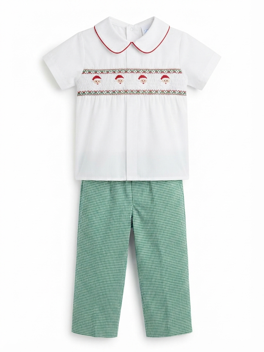 Lulu Bebe - Santa Smocked Collared Shirt & Pants