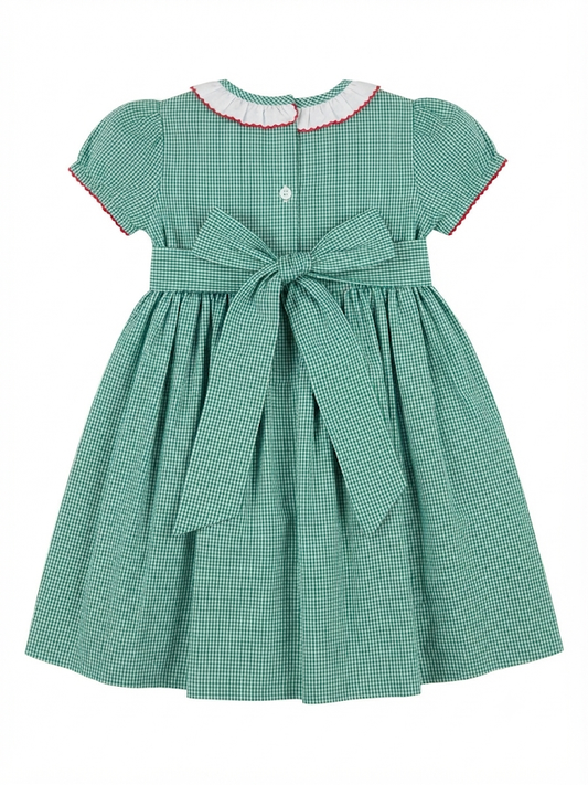 Lulu Bebe - Santa Smocked Waist Dress With Ruffle Collar