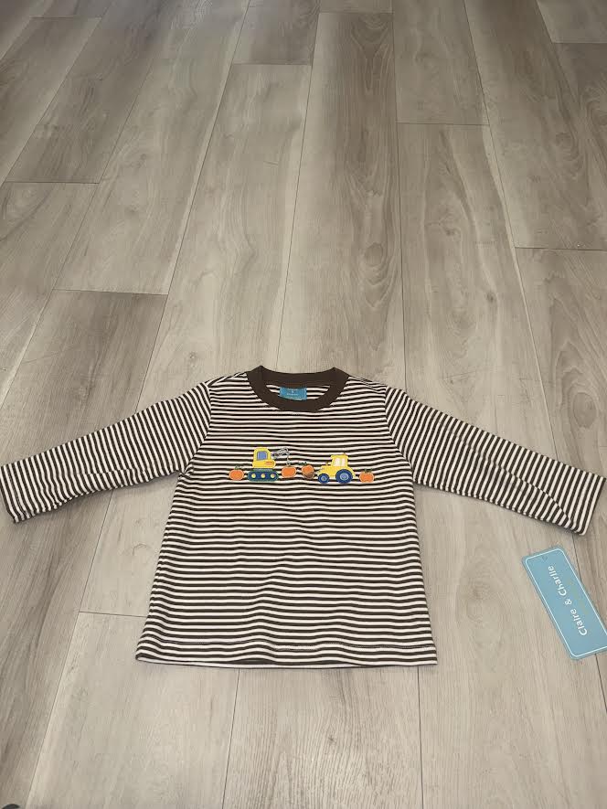 Claire And Charlie - HARVEST HAUL- Brown knit stripe boys T-shirt L/S