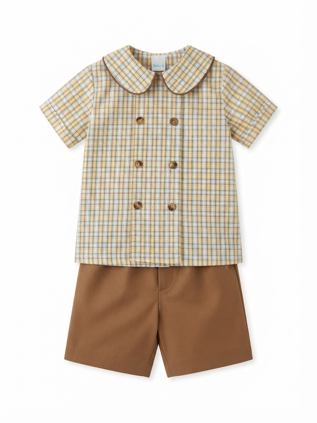 Bailey Boys - Boy's Pecan Plaid Bison Dressy Short Set