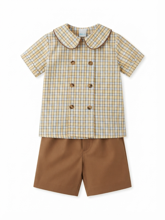 Bailey Boys - Boy's Pecan Plaid Bison Dressy Short Set