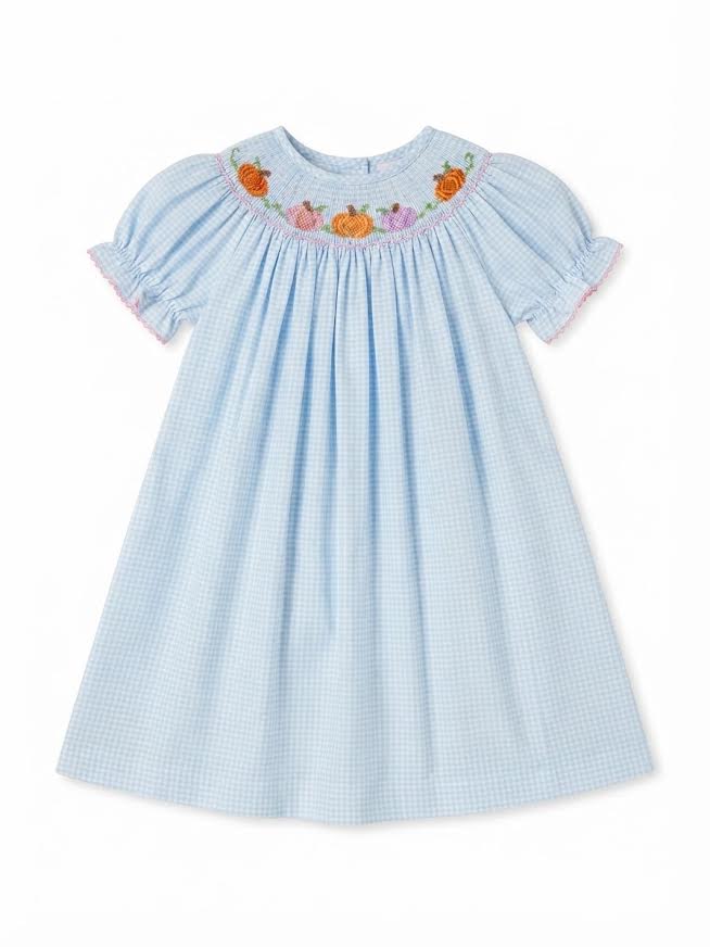 Petit Bebe - Blue Gingham Pumpkin Knit Bishop