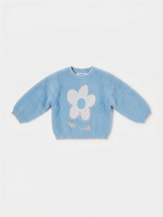 Mayoral - Girl's Blue Flower Sweater