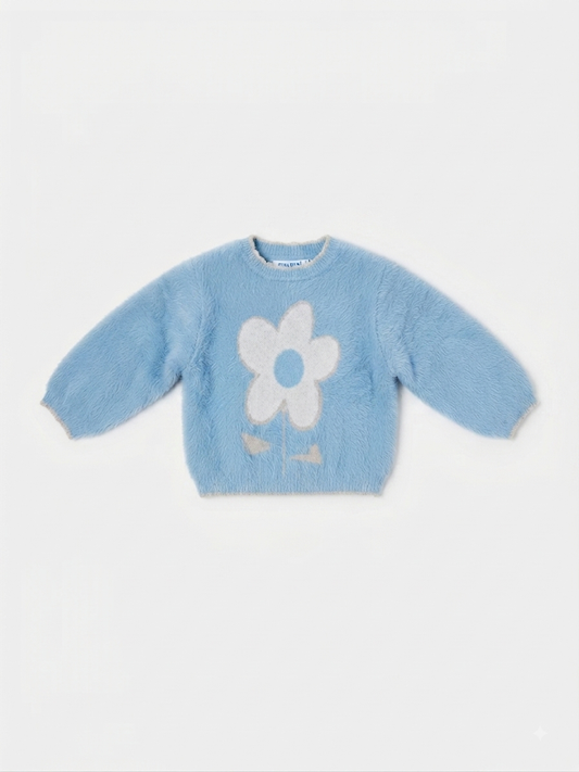 Mayoral - Girl's Blue Flower Sweater