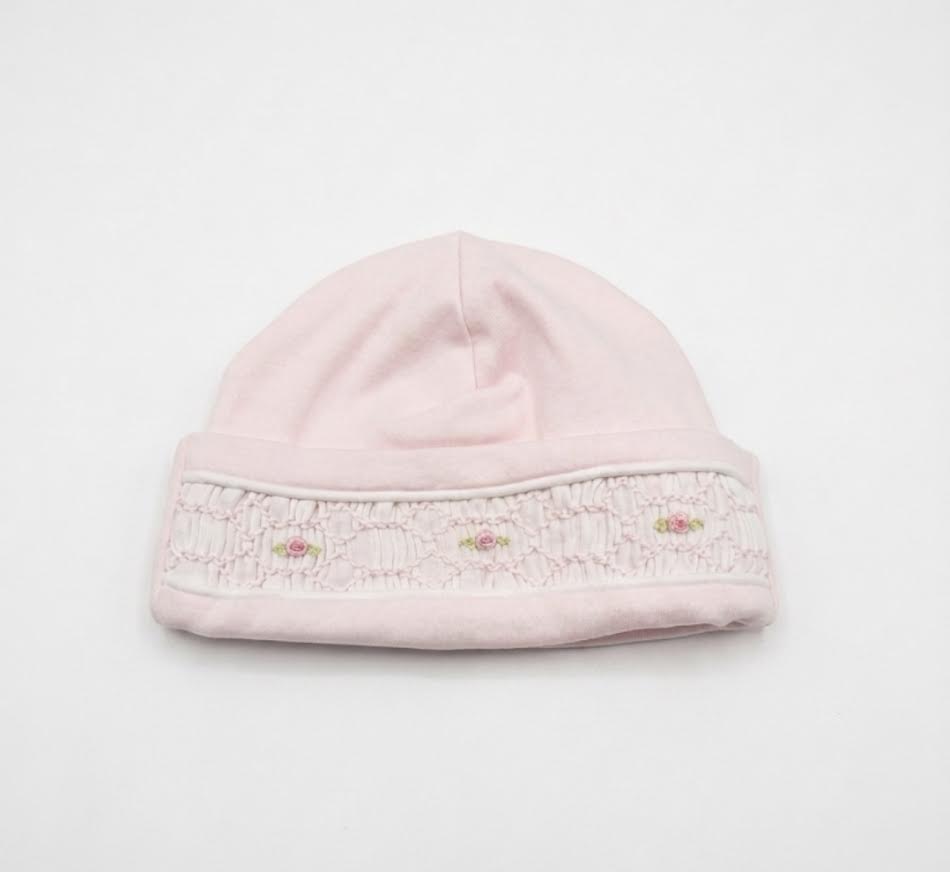 Baby Loren - Pink Flower Smocked Baby Hat