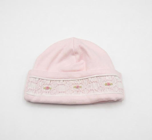 Baby Loren - Pink Flower Smocked Baby Hat