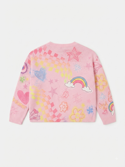 Baby Sara - Fun Icon Pink Multi Print Sweater