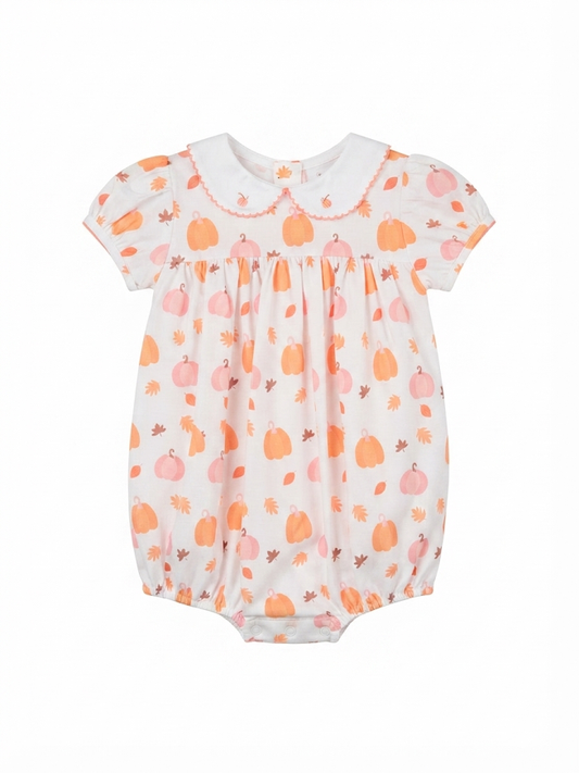 Lulu Bebe - Girl's Pink & Orange Pumpkin Bubble