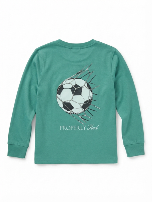 Properly Tied - Boys Goal LS Teal Tee