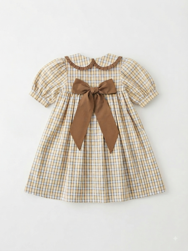 Bailey Boys - Girl's Pecan Plaid Bison Float Dress