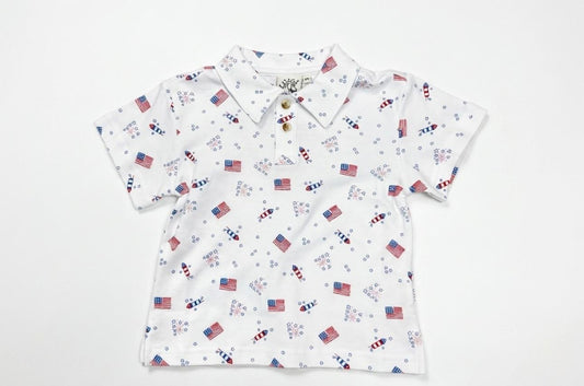 Acvisa - Boy S/S Polo Firework Print
