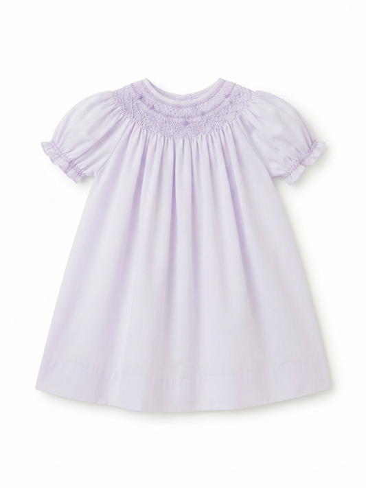 Petit Ami - Lavender With Floral And Pearl Smocking Daydress