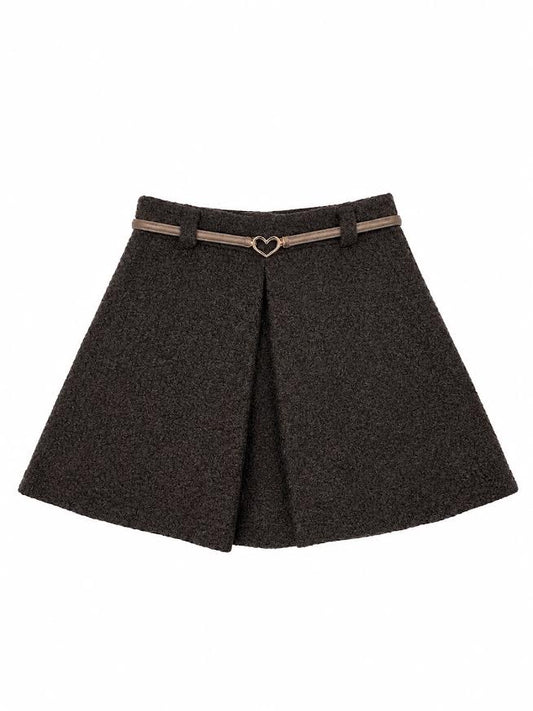 Abel & Lula - Dark Cole Faux-Shearling Skort