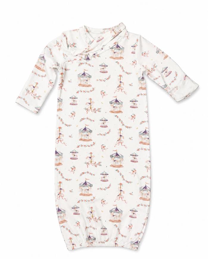 Angel Dear - Carousel with Bows - Kimono Gown & Knot Headband