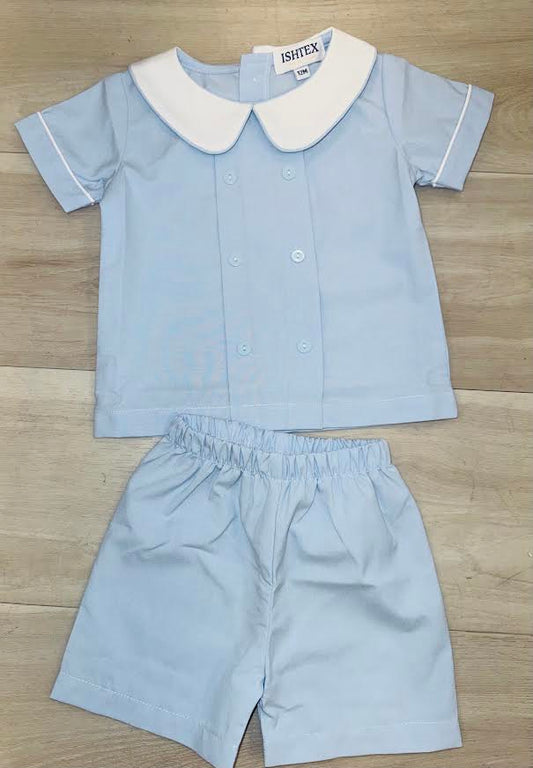 Ishtex - Blue Poplin Boy's Short Set