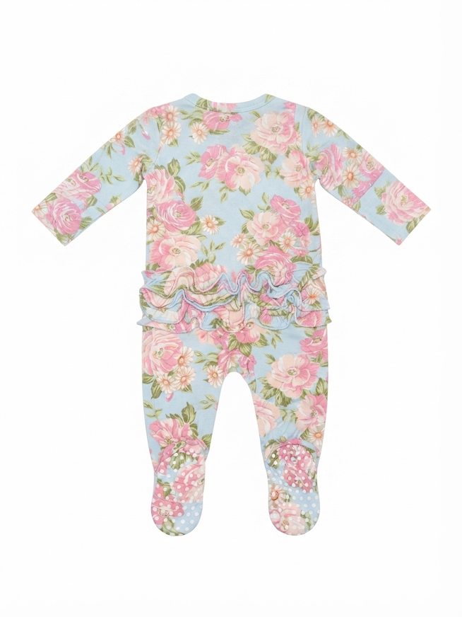 Angel Dear - Girl's Floral Zipper Footie