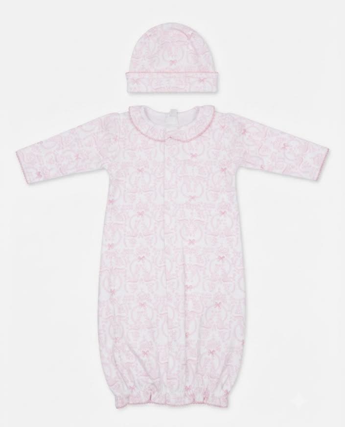 Kissy Kissy - Delicate Blooming Bows Pink Convertible Gown & Hat