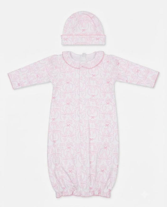 Kissy Kissy - Delicate Blooming Bows Pink Convertible Gown & Hat