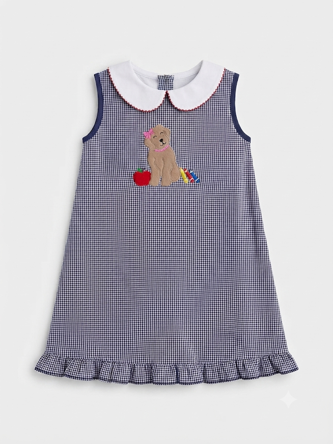 Luigi - Navy Gingham - Back to School Puppy Dress