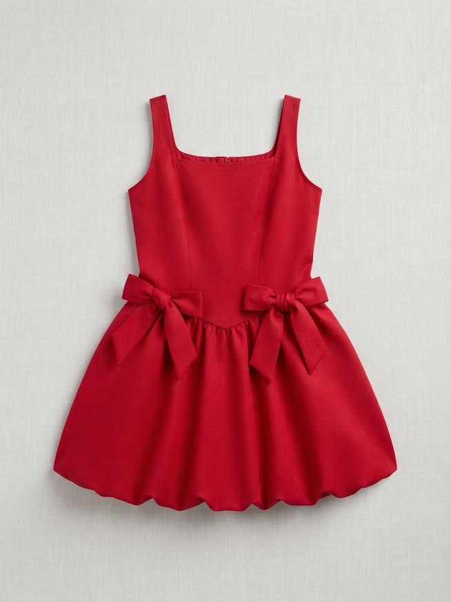 Flowers By Zoe - Red Bow Bubble Dress