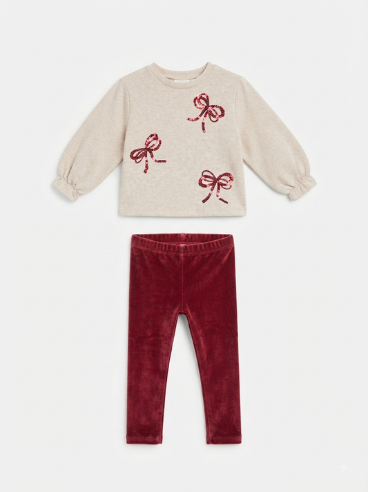 Mayoral - Girl's Raspberry "Bow" Legging Set